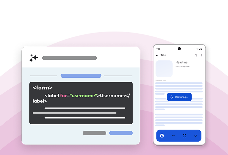 Siteimprove interface showing accessible web form code and mobile content editor for improving website quality and compliance.