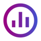 Gradient icon of 3 bars inside of a circle representing data intelligence.