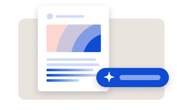 Illustration of a content card with stylized graphic and text, highlighting strategy-driven content optimization