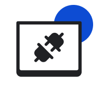 Plug and connector and blue circle