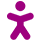 Plum icon of a person representing accessibility.