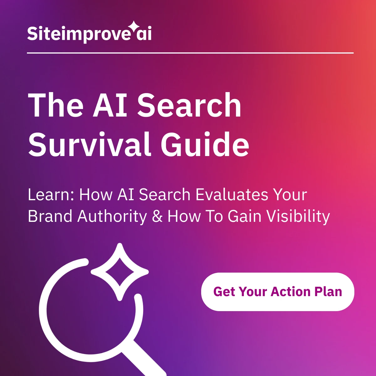 Siteimprove AI Search Survival Guide explaining how AI search evaluates brand authority and how to improve visibility.